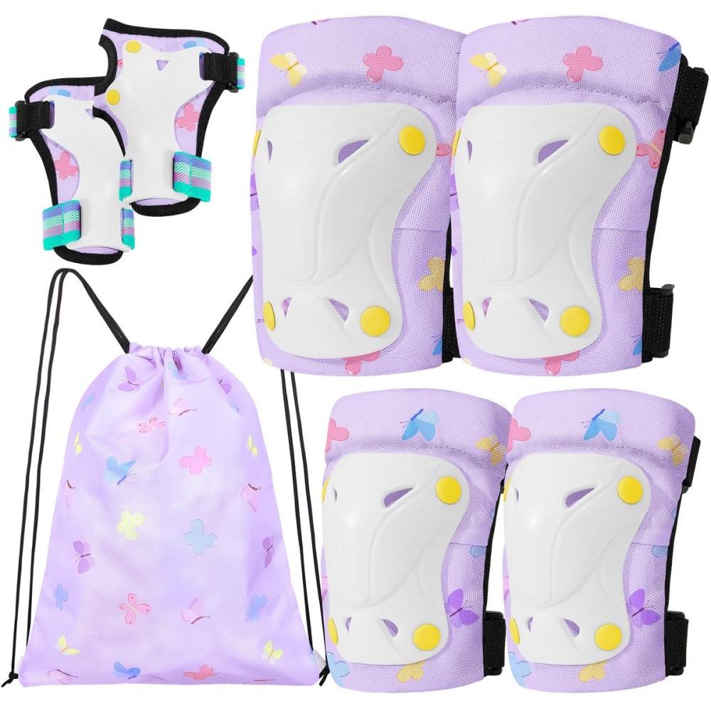 FIODAY Knee Pads for Kids Unicorn Knee Elbow Pads Wrist Guards with Drawstring Bag Adjustable Protective Gear Set for Girls Boys Inline Skating Bike Cycling Skateboard Scooter, 3-8 Years Old