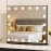 LUXFURNI 23.6 x 20.5 Hollywood Vanity Mirror with Lights, Light Up Makeup Mirror with 18 LED Bulbs for Bedroom, 3 Color Lighting Modes, Tabletop & Wall Mount, Black