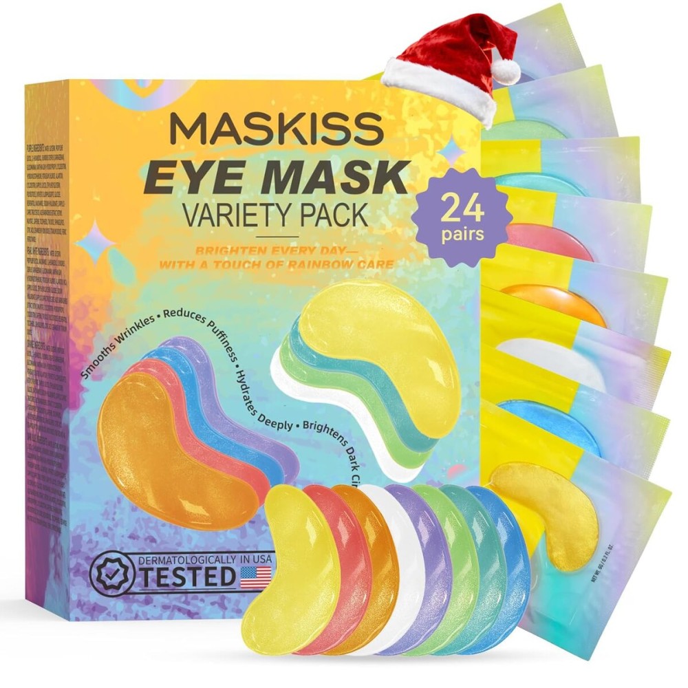 Maskiss Under Eye Patches Variety Pack (24 Pairs), Stocking Stuffers for Women, Eye Masks for Dark Circles Puffy Eyes With 8 Colors (3 Pairs/Color), Vegan Skin Care Gifts for Teen Girls