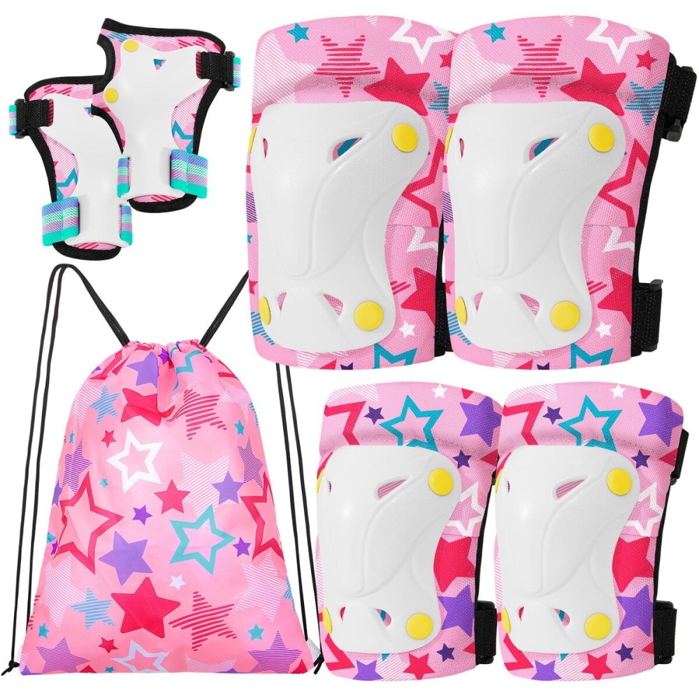 FIODAY Knee Pads for Kids Unicorn Knee Elbow Pads Wrist Guards with Drawstring Bag Adjustable Protective Gear Set for Girls Boys Inline Skating Bike Cycling Skateboard Scooter, 3-8 Years Old