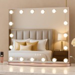 LUXFURNI Hollywood Vanity Mirror with Lights, Light Up Makeup Mirror with 18 LED Bulbs for Bedroom, 3 Color Lighting Modes, Tabletop & Wall Mount