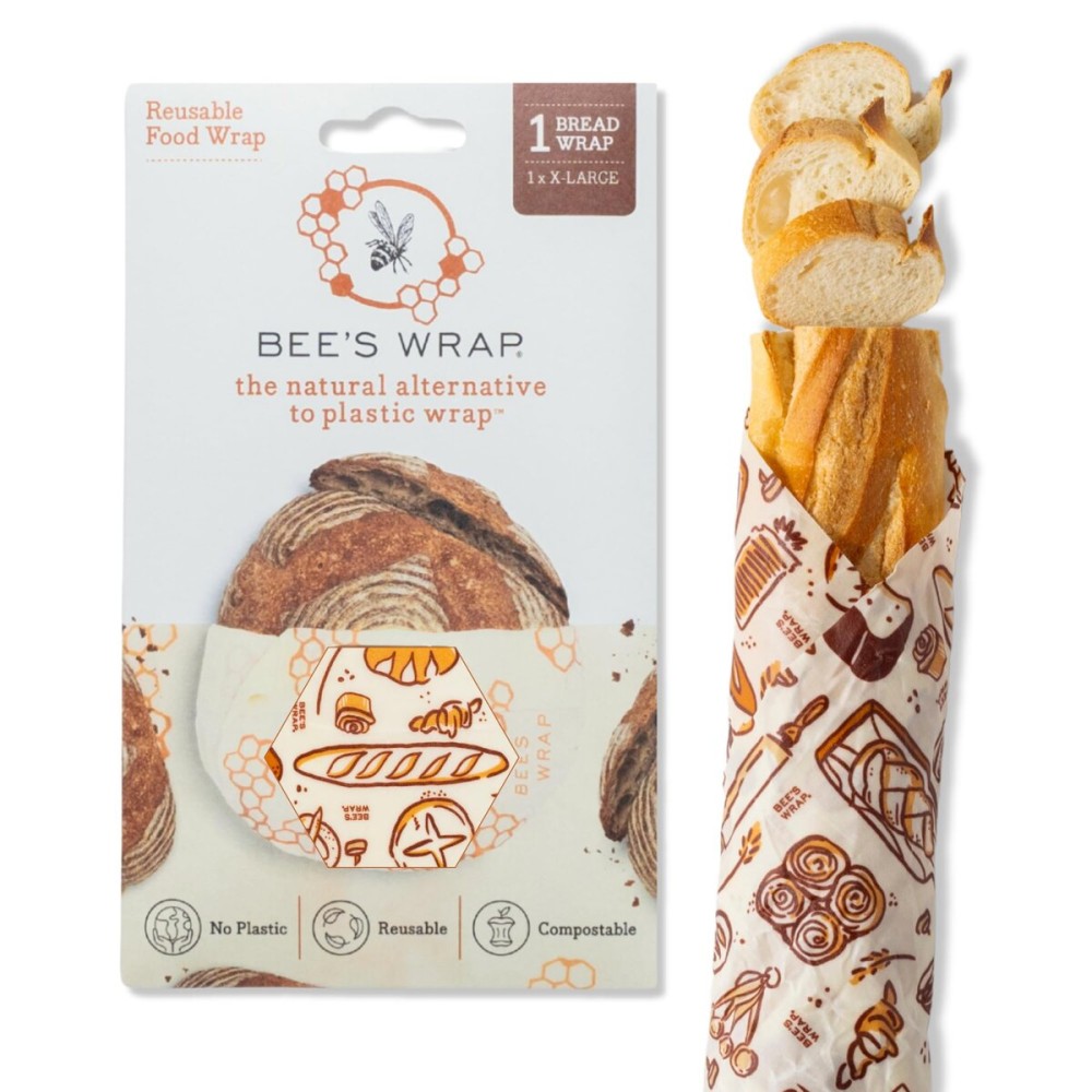 Bee\'s Wrap Beeswax Wraps for Food - Bread Wrap - Made in USA Reusable Bread Storage Bags - Organic & Eco-Friendly Alternative to Aluminum Foil, Sourdough Bags & Plastic Wrap, Bakery Lane