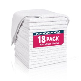 TEAWOO White Microfiber Towels- 18 Pack, Microfiber Cleaning Cloths Bulk, Microfiber Towels for Cars, Cleaning Rags (12x12 inches)