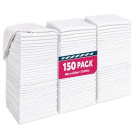 TEAWOO White Microfiber Towels- 150 Pack, Microfiber Cleaning Cloths Bulk, Microfiber Towels for Cars, Cleaning Rags (12x12 inches)