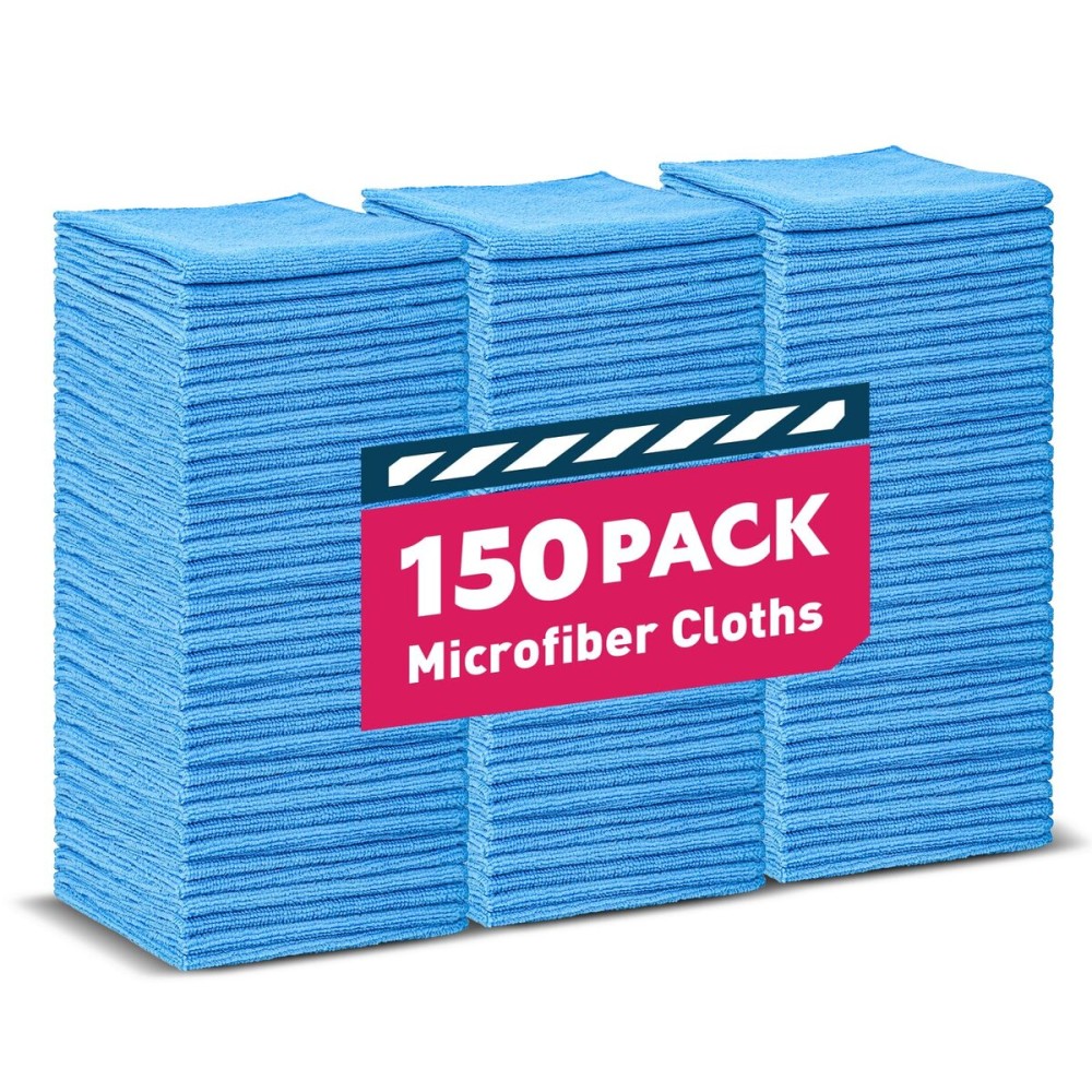 TEAWOO Microfiber Towels Bulk-150 Pack, Cleaning Cloths, Microfiber Towels for Cars, Cleaning Rags Blue (12x12 inches)