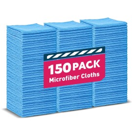 TEAWOO Microfiber Towels Bulk-150 Pack, Cleaning Cloths, Microfiber Towels for Cars, Cleaning Rags Blue (12x12 inches)