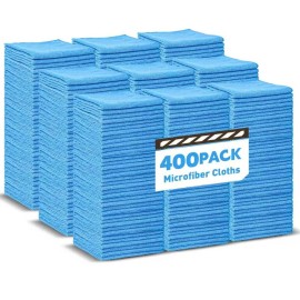 TEAWOO Blue Microfiber Towels Bulk-400 Pack, Cleaning Cloths Bulk, Microfiber Towels for Cars, Cleaning Rags Blue (12x12 inches)