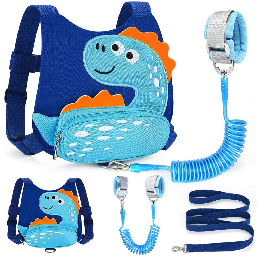 Accmor Toddler Harness Leash with Anti Lost Wrist Link, Cute Dinosaur Kids Walking Restraint Belt, Keep Child Close Hand Strap Tether for Baby Boys Girls Outdoor Travel