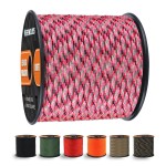 WEREWOLVES 650lb Paracord/Parachute Cord - 9 Strand Paracord Rope - 100\', 200\' Spools of Parachute Cord, Type III Paracord for Camping, Survival (Pink-Grey camo, 100 Feet)