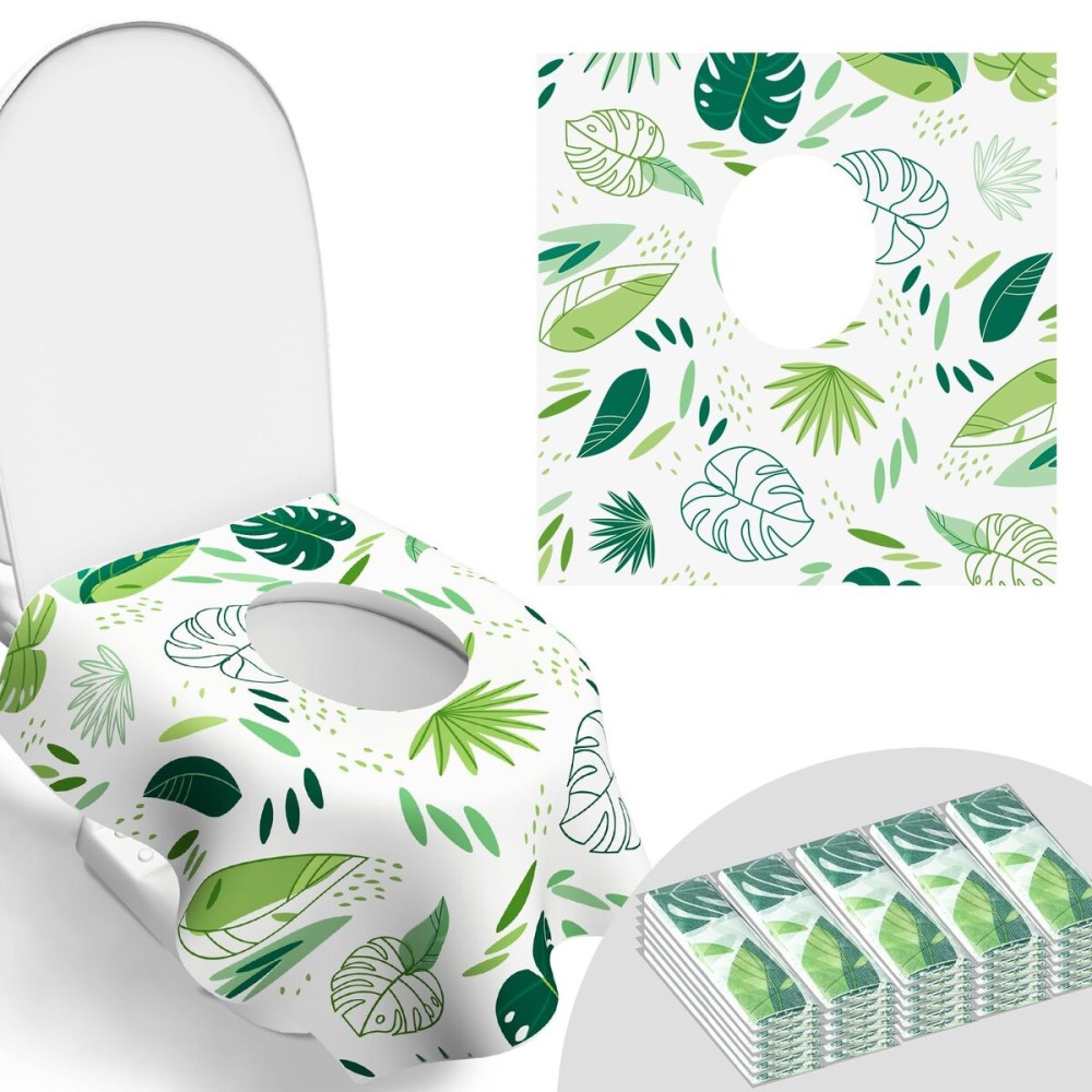 30 Pack Toilet Seat Covers Disposable, Kids, and Adults, Individually Wrapped for Travel, Large Waterproof Potty Covers for Toddlers, Toddler Potty Training for Public Restroom, Airplane, Trip - Leaf