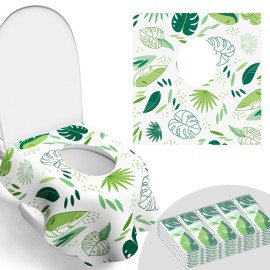 30 Pack Toilet Seat Covers Disposable, Kids, and Adults, Individually Wrapped for Travel, Large Waterproof Potty Covers for Toddlers, Toddler Potty Training for Public Restroom, Airplane, Trip - Leaf