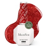 MelodySusie Hema Free Gel Nail Polish, 0.5 Fl Oz Thick Red Shimmer Gel Polish, Non-Toxic, Long Lasting, Soak Off UV Nail Polish, Manicure Nail Design Salon DIY Nail Art at Home B3802