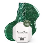 MelodySusie Hema Free Gel Nail Polish, 0.5 Fl Oz Thick Green Glitter Gel Polish, Non-Toxic, Long Lasting, Soak Off UV Nail Polish, Manicure Nail Design Salon DIY Nail Art at Home B3301