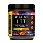 BEYOND RAW LIT V2 Clinical Strength Pre Workout Powder, Hits Harder, Bigger Pumps, Caffeine, L-Citrulline, Creatine, Gummy Worm, 30 Servings