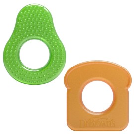 Dr. Brown\'s AquaCool Water-Filled Teether, Cooling Baby Teether Toy for Sore Gums, Avocado Toast Shapes, BPA Free, 3m+, 2-Pack