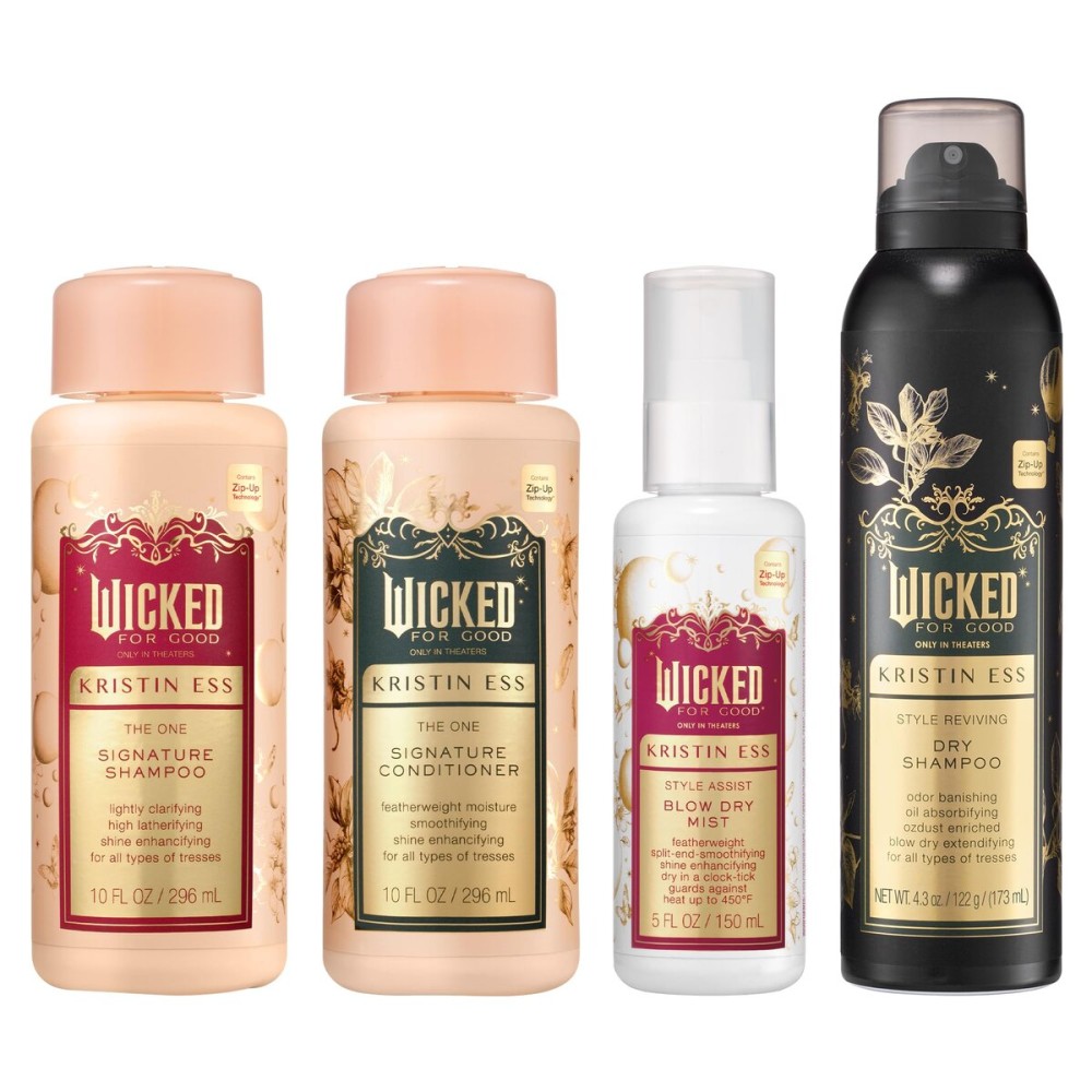 Kristin Ess Wicked Limited Edition Regimen Set - Signature Salon Sulfate Free Shampoo and Conditioner, Dry Shampoo Spray for Oily Hair, Hydrating Heat Protection Spray for Hair - 4 pack