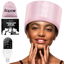 Heat Cap for Deep Conditioning: 10-Level Heats Up Quickly 3 Time Settings Hair Steamer for Natural Hair Home Use Thermal Steam Cap for Black Hair Portable Heating Caps Pink