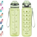 Enerbone 32 oz Water Bottle with Times to Drink and Straw, Motivational Drinking Water Bottles with Carrying Strap, Leakproof BPA & Toxic Free, Ensure You Drink Enough Water for Fitness Gym Outdoor