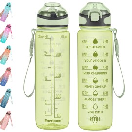 Enerbone 32 oz Water Bottle with Times to Drink and Straw, Motivational Drinking Water Bottles with Carrying Strap, Leakproof BPA & Toxic Free, Ensure You Drink Enough Water for Fitness Gym Outdoor