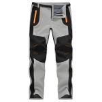 TBMPOY Men\'s Snow Ski Hiking Pants Waterproof Winter Fleece Lined Pants Camping Skiing Ice Fishing Pants with Belt 02 Thick Light Grey 3XL