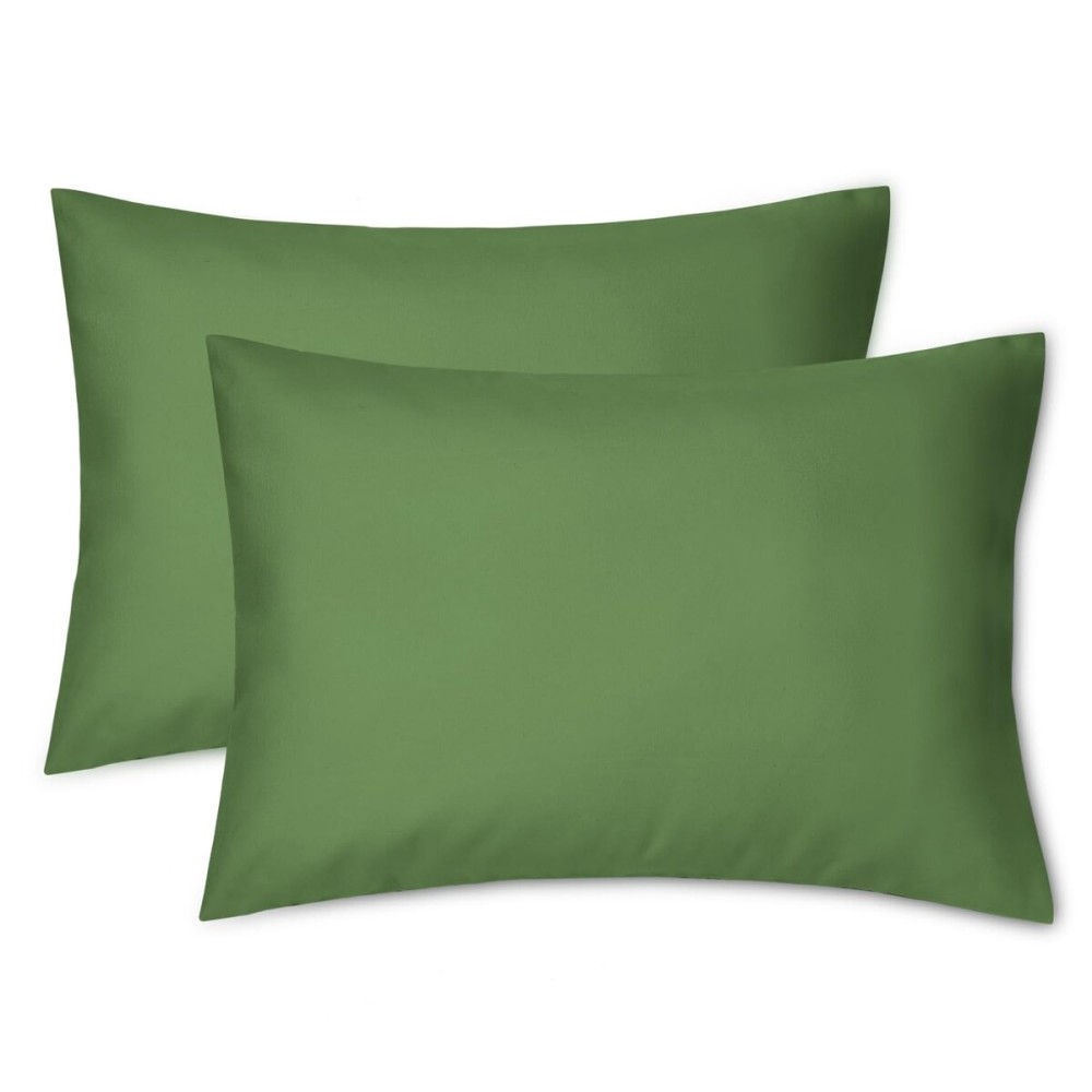 EXQ Home Toddler Pillowcases Zippered 13x18 Travel Pillow Case Set of 2, Small Pillow Case Fits Baby Pillow Sized 12x16, 13x18, Kids Pillowcases 2 Pack Machine WashableDark Green