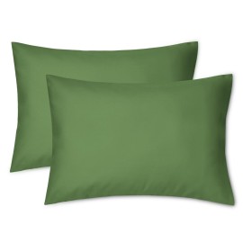 EXQ Home Toddler Pillowcases Zippered 13x18 Travel Pillow Case Set of 2, Small Pillow Case Fits Baby Pillow Sized 12x16, 13x18, Kids Pillowcases 2 Pack Machine WashableDark Green