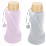 Collapsible Water Bottles 2 Pack,Leak Proof,Reuseable BPA Free Silicone Foldable Water Bottles,Durable Lightweight for Travel Gym Camping Hiking,Compact Size Portable Water Bottle (Purple&Grey)