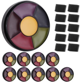 MEICOLY 10PCS 6 Color Bruise Wheel for Special Effects,Hunting Camo Face Body Paint Kit,Light Green Gamora Witch Face Paint,Trauma SFX Makeup Kit Halloween Makeup with 10pcs Stipple Sponges
