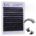 B&Q Lash Clusters Fluffy Wispy Voluminous - 144 PCS Feath5D 01 Layered Individual Cluster Lashes, Feathered Lightweight Eyelash Extensions in 8-18mm, C Curl, Waterproof False Lashes