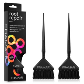 Framar Root Repair Hair Color Brush Set - Hair Dye Brush Kit, Hair Coloring Brushes For Hair Stylist, Tint Brushes for Hair Color, Extra Control Near Scalp - 2 Pack Black