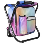 Kikerike Backpack Stool Cooler Chair Heavy Duty 300 LBS Max Load Portable Lightweight Stool Backpack Folding Fishing Cooler Seat for Camping Hunting Fishing - Multicolor