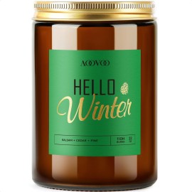 AOOVOO Hello Winter Candle - Large Pine Scented Soy Wax Aromatherapy Candles, 22oz