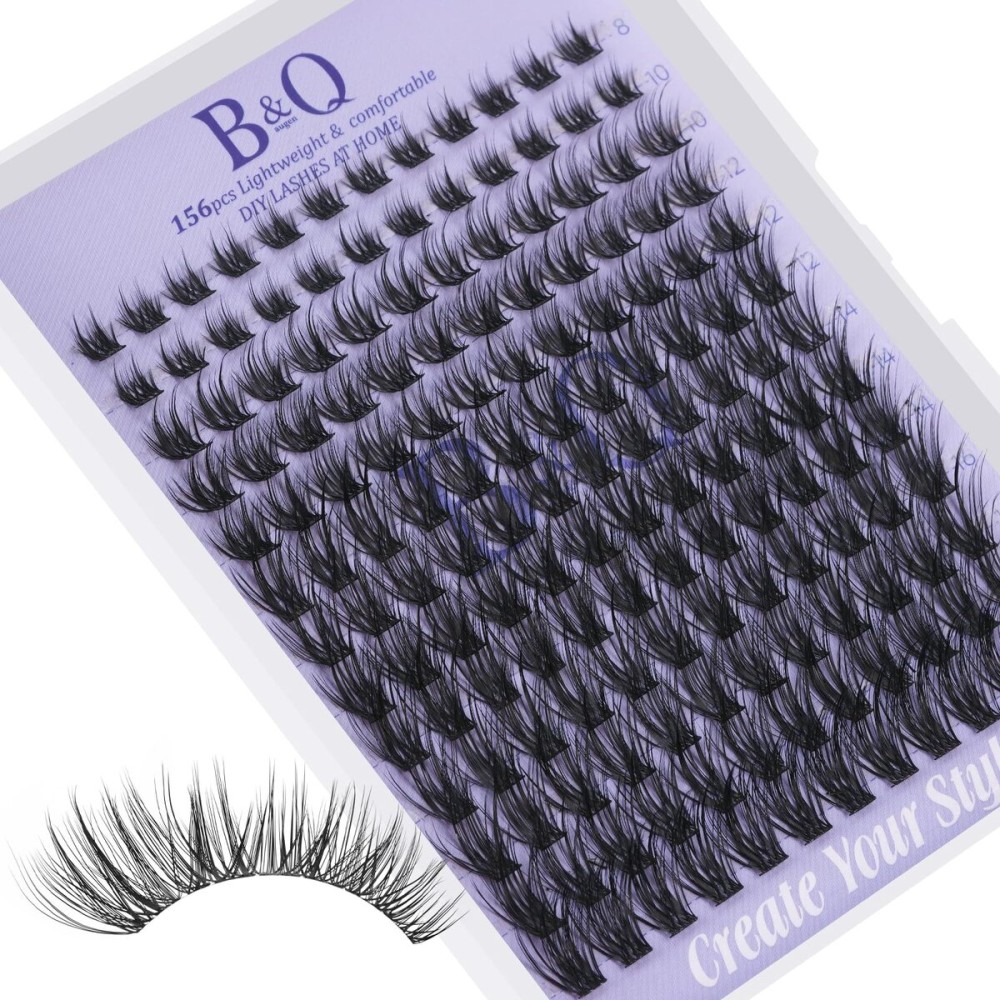 B&Q Wispy Lash Clusters Full B03,Eyelash Clusters 156PCS Comfortable band Cluster Eyelash Extensions,8-18mm Volume Individual Lashes Lightweight D Curl Lash Clusters Soft Eyelashes Natural Look(B03)