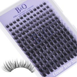 B&Q Wispy Lash Clusters Full B03,Eyelash Clusters 156PCS Comfortable band Cluster Eyelash Extensions,8-18mm Volume Individual Lashes Lightweight D Curl Lash Clusters Soft Eyelashes Natural Look(B03)