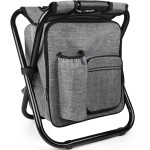 Kikerike Backpack Stool Cooler Chair Heavy Duty 300 LBS Max Load Portable Lightweight Stool Backpack Folding Fishing Cooler Seat for Camping Hunting Fishing - Gray