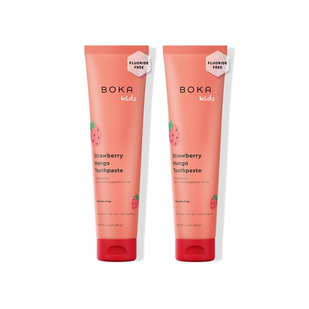 Boka Fluoride Free Toothpaste Nano Hydroxyapatite Toothpaste - Strawberry Mango Flavor, 1.3 oz 2pk US Manufactured
