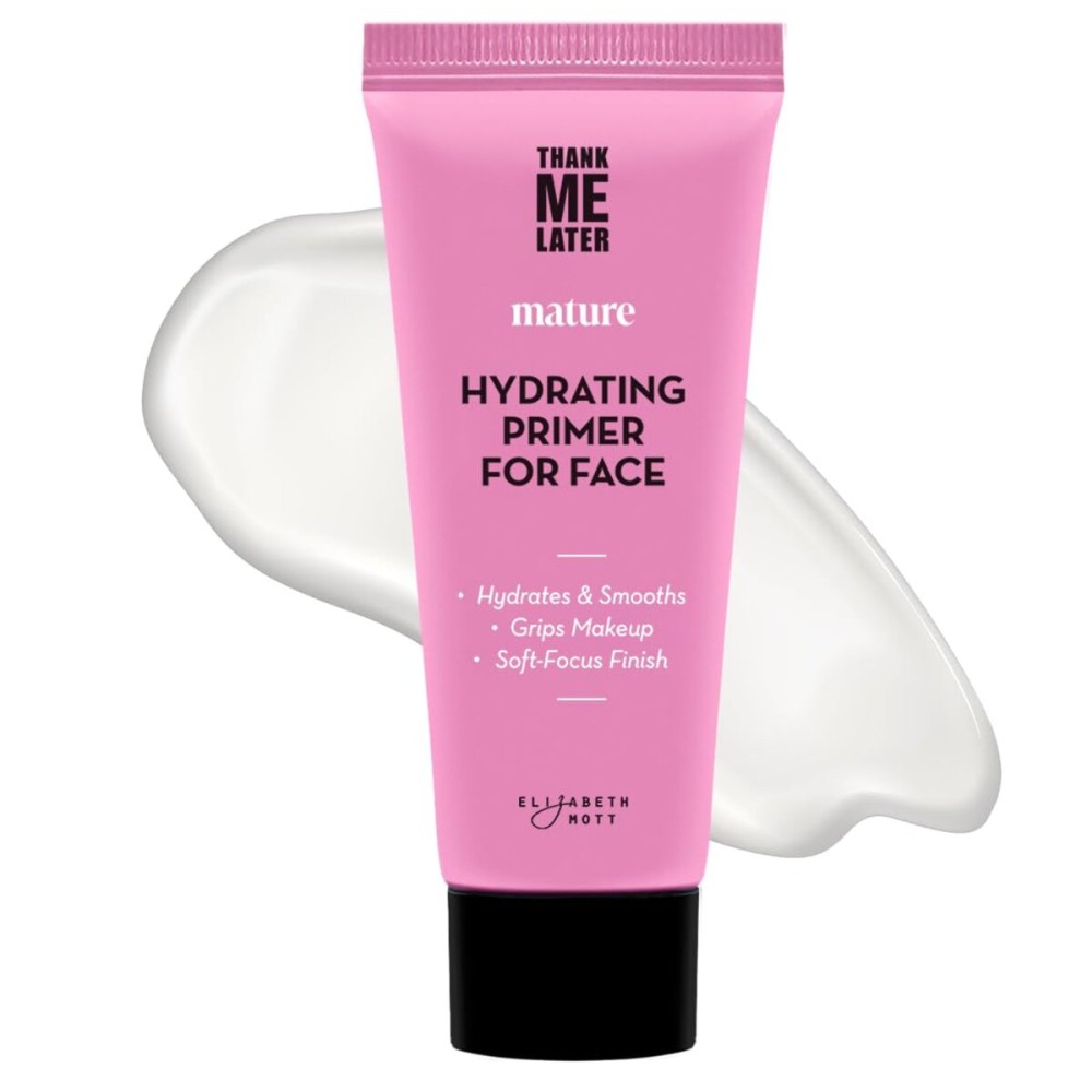 Elizabeth Mott Thank Me Later Hydrating Primer for Mature Skin - Lightweight, Gripping Face Primer for Dry, Sensitive, or Aging Skin - Smooths Texture & Hydrates with Hyaluronic Acid & Peptides, 30g