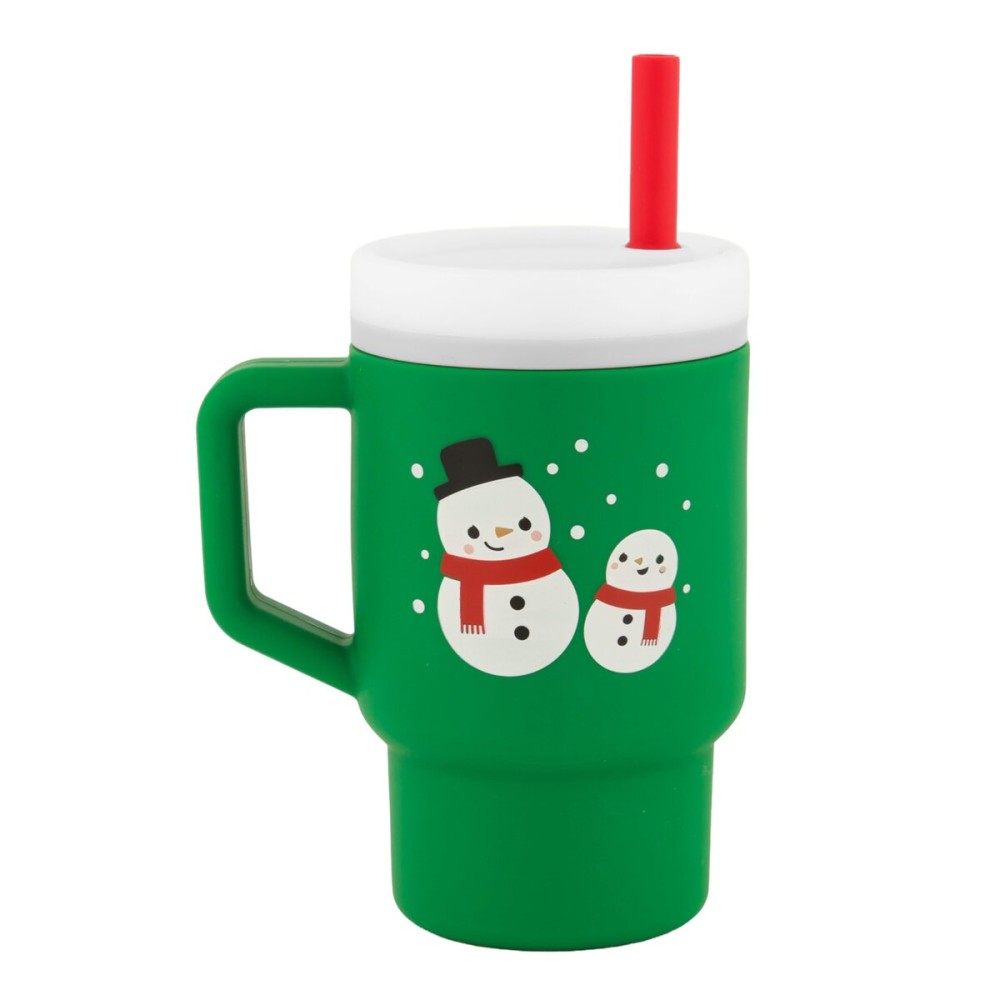 Infantino My 1st Tumbler Christmas Edition, Silicone Sippy Cup with Straw & Handle, Spill-Resistant Baby Cup for On-The-Go, BPA-Free Transition Cup, Snowman