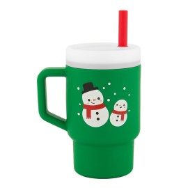 Infantino My 1st Tumbler Christmas Edition, Silicone Sippy Cup with Straw & Handle, Spill-Resistant Baby Cup for On-The-Go, BPA-Free Transition Cup, Snowman