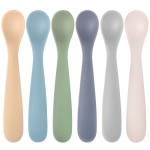 Eascrozn Silicone Baby Spoons Self Feeding 6+ Months, 6 Pack First Stage Baby Led Weaning Supplies, Soft Tip Feeding Spoon, BPA Free, Dishwasher and Boil Safe