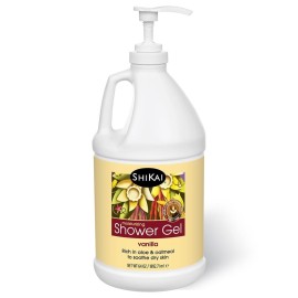 ShiKai Daily Moisturizing Shower Gel (Vanilla, 64 oz) | Gentle Soap-Free Body Wash for Dry and Sensitive Skin | With Aloe Vera & Oatmeal