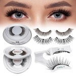 QUEWEL Reusable Magnetic Eyelashes 2 Pair Magnetic Eyelashes with Applicator No Glue Needed Eyelashes Natural Look Lash Clusters Kit Easy to Wear and Remove(E+H04)