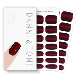 DANNI & TONI Semi Cured Gel Nail Strips Black Red Gradient Cat Eye Gel Nail Wraps Gift for Woman | Crimson Eclipse