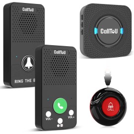 CallToU Caregiver Pager Alert Button Intercoms Wireless for Home for Seniors/Caregivers/Elderly/Patient/Pregnant/Home/Office 500FT Long Range, No Monthly Fee, Waterproof, Easy Install