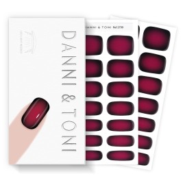 DANNI & TONI Semi Cured Gel Nail Strips Black Wine Red Ombre Gel Nail Wraps Gift for Woman | Midnight Velvet