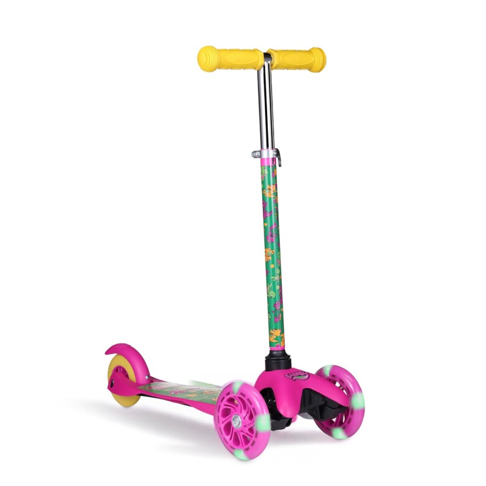 Voyager - Barney Self Balancing Kick Scooter with Light Up Wheels, Extra Wide Deck, 3 Wheel Platform, Foot Activated Brake, 75 lbs Limit, Kids & Toddlers Girls or Boys, for Ages 3 and Up