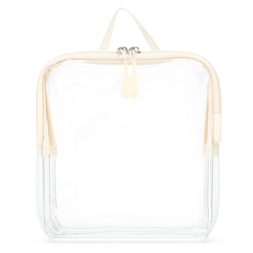 BORSALI TSA Approved Toiletry Bag - Clear Quart Size for 3-1-1 Carry On Travel - Makeup Organizer Cosmetic Pouch with Zipper - Travel Accessories - Cream with Handle