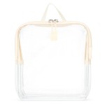 BORSALI TSA Approved Toiletry Bag - Clear Quart Size for 3-1-1 Carry On Travel - Makeup Organizer Cosmetic Pouch with Zipper - Travel Accessories - Cream with Handle