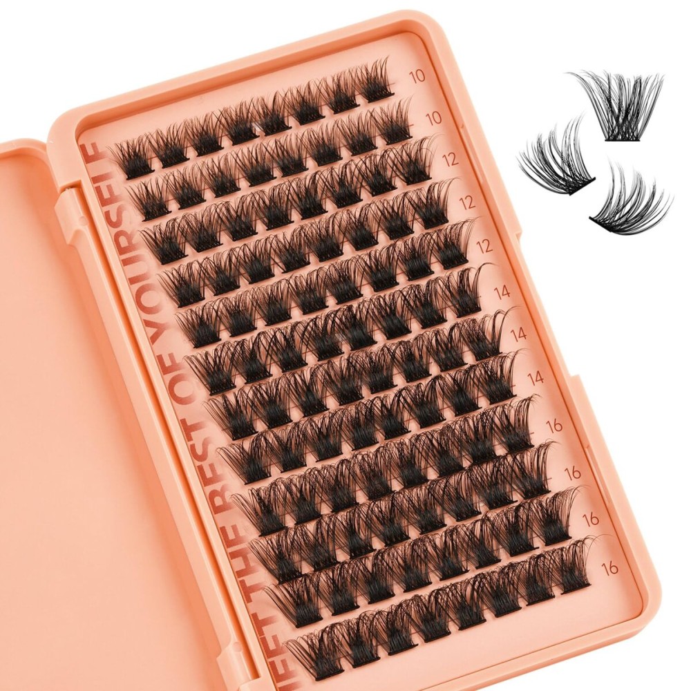 Higu clace Lash Clusters 10-16mm Mixed Tray 3D Effect Volume Eyelash Clusters Soft D Curl Individual Lashes DIY at Home
