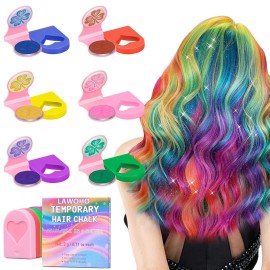 Hair Chalk for Girls 6 Color Temporary Hair Color Dye Shimmer Glitter Hair Color Makeup Washable Hair dye Christmas Birthday Gift for Girls Age 4 5 6 7 8 9 10-12 Year Old